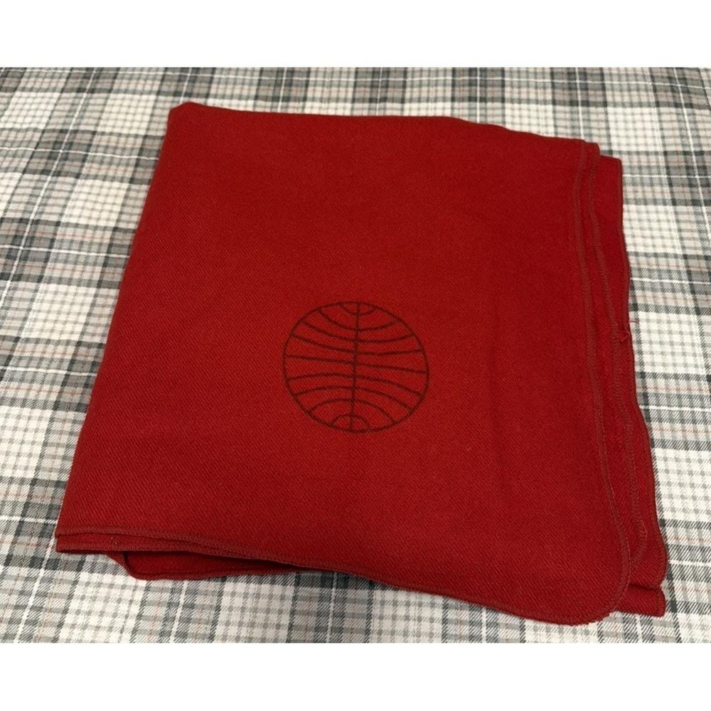 Vintage Pan Am Airline Passenger Blanket Wool Blend Globe Logo Jet Age Aviation